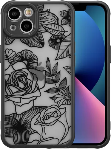 XIZYO Funda para iPhone 14 Plus, diseño de rosa floral para mujeres y niñas, patrón estético, delgado, de poliuretano termoplástico, a prueba de