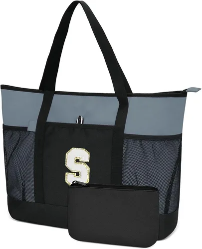 Miniatura 9 de Bolsa de mano con iniciales, bolsas de mano reutilizables grandes personalizadas con asas, bolsa de enfermeras, regalos de cumpleaños para mujeres