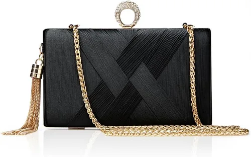 BABEYOND Monederos de mano para mujer, bolso de noche con borla colgante para novia, fiesta, graduación, boda