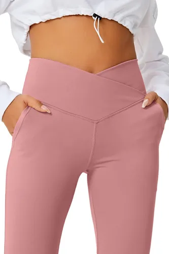 Miniatura 7 de HEGALY Pantalones de yoga acampanados para mujer, leggings cruzados, suaves, de cintura alta, pantalones casuales de entrenamiento con corte de bota