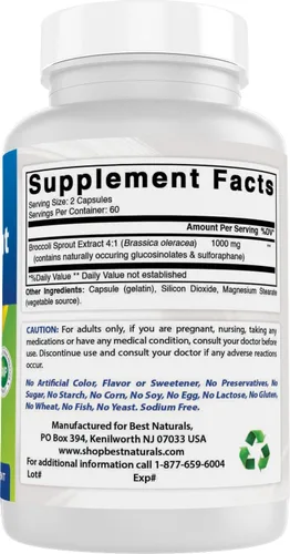Miniatura 6 de Best Naturals Extracto de brotes de brócoli, 1000 mg, 120
