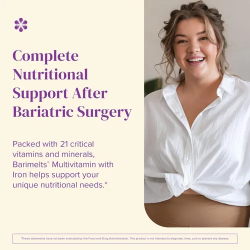 Miniatura 3 de BariMelts Multivitamínico bariátrico con hierro, 60 tabletas de disolución rápida (suministro para 1 mes), vitaminas bariátricas sin azúcar