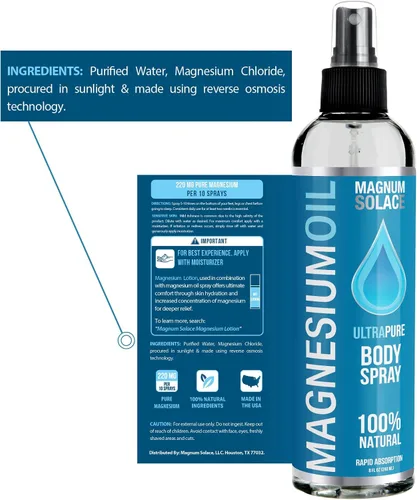Miniatura 2 de Spray de aceite de magnesio puro, 100% natural de magnesio, procedente del mar muerto, 8 onzas