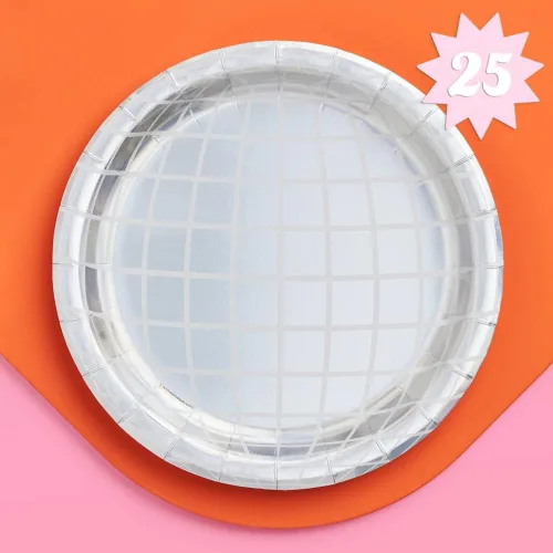 xo, Fetti Platos de papel de bola de disco – 25 unidades, 9 pulgadas | Decoraciones de despedida de soltera, última discoteca, fiesta de cumpleaños