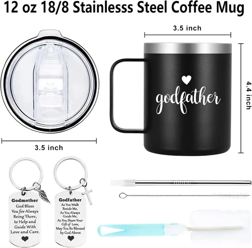 Miniatura 6 de LiqCool Regalo de propuesta de padrinos, juego de tazas de madrina y padrino, propuesta de regalos de padres de Dios, regalos de Navidad