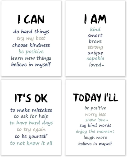 Miniatura 16 de BESERH Positive Affirmation Wall Decor, Inspirational Motivational Quote Wall Art Prints Posters for Classroom Kids Room Nursery Playroom, 12x16