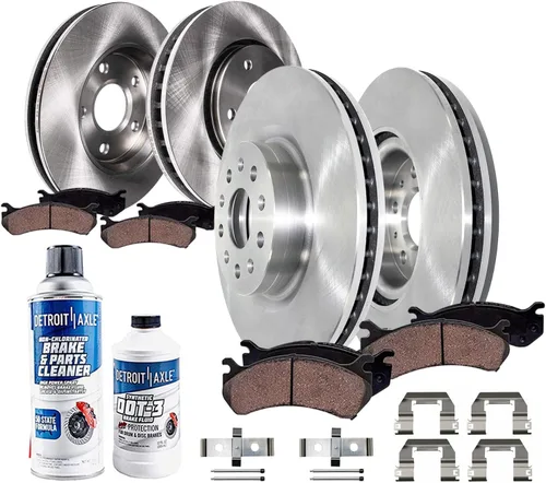Miniatura 22 de Detroit Axle - Kit de frenos para Ford 18-21 Transit Connect, Rotores de freno de disco delantero y trasero Pastillas de freno de cerámica 2018 2019