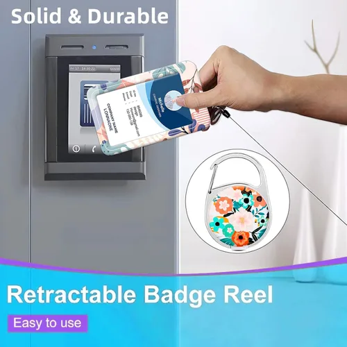 Miniatura 4 de Carretes de insignia retráctiles, soportes para insignias lindos, clip de insignia con llavero retráctil y llavero, cuerda de nylon duradera