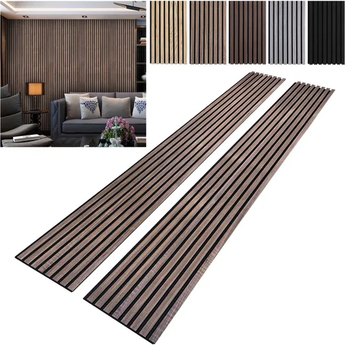 Miniatura 7 de YLL YLL Paneles de Pared de Madera YLL YLL Paneles de Pared Acústicos para Decoración de Pared Interior Dos 94.68" x 12.79" Panelado de Listones