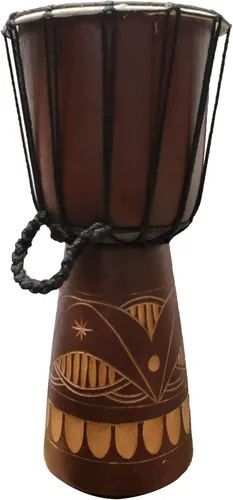 Miniatura 16 de Djembe Drum Carved Bongo música de inspiración africana también una idea única para regalar. Carver Abstract Elephant Giraffe Turtle.