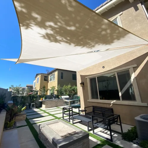 SUNLAX Toldo tipo vela, forma de triángulo, protección ultravioleta, permeable, para exteriores y patio trasero (hacemos tamaño personalizable), 13