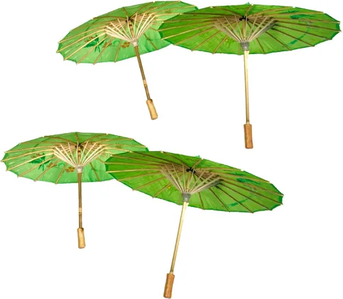 Miniatura 18 de TJ Global Paquete de 4 paraguas chino japonés de 33 pulgadas para bodas, fotografías, disfraces, cosplay, decoración y otros eventos, 4 sombrillas