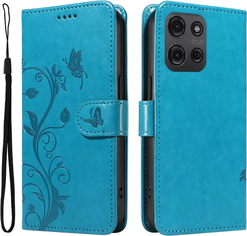 Miniatura 70 de Funda para Motorola Moto E22/E22i, piel sintética, con tarjetero y correa para la muñeca, a prueba de golpes, funda magnética para Motorola Moto Rojo