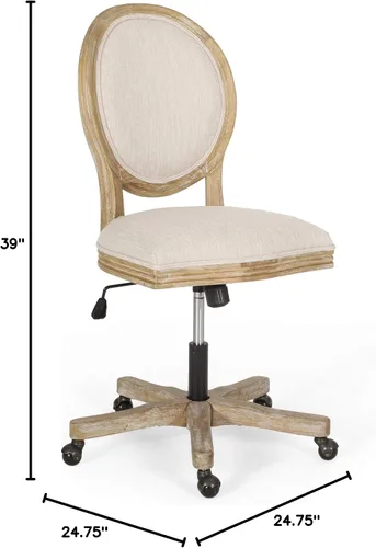 Miniatura 10 de Silla de oficina giratoria tapizada Pishkin - Beige/Natural