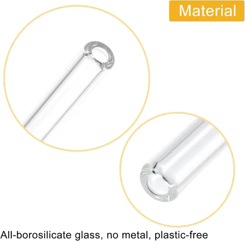 Miniatura 4 de uxcell Pajitas de vidrio reutilizables, 8 popotes de repuesto de vaso de viaje de 7.874 x 0.236 in con dos cepillos de limpieza para bebidas de té
