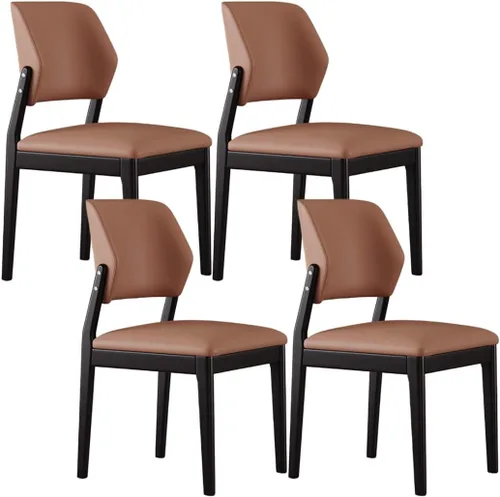 Miniatura 34 de YVYKFZD Wooden Dining Chairs Set, Leather Dining Room Chair, Upholstered Kitchen Chairs with Curved Backrest, Armless Living Room Chair, for Bedroom