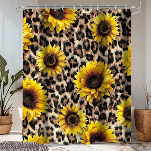 Miniatura 34 de Cortina de ducha con estampado de tigre, 60 pulgadas de ancho x 72 pulgadas de alto, safari salvaje, negro, marrón, potente pantera, piel de animal