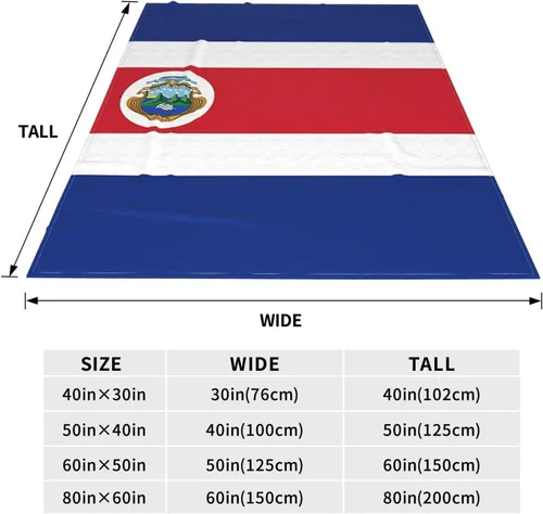 Miniatura 4 de Bonita manta de bandera de Costa Rica súper suave de 60 x 50 pulgadas para cama, sofá, silla, campamento, sala de estar y oficina Bandera de Costa