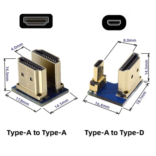 Miniatura 7 de chenyang Paquete de 2 conectores HDMI a HDMI/Micro HDMI en ángulo de 180 grados para Raspberry PI 3B/3B+/4B