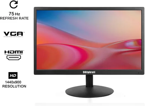 Miniatura 2 de SKitphrati Monitor de PC de 17 Pulgadas LED Monitor 1440x900, 75HZ, 5Ms, 16:10, Ángulo de Visión 95°(Horizontal), Panel TN, Montable en Pared VESA