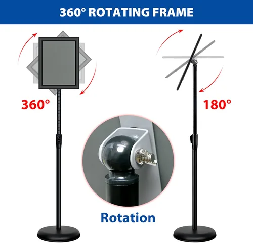 Miniatura 3 de Paquete de 2 soportes de cartel de pedestal ajustables de 8.5 x 11 pulgadas, soporte de aluminio resistente para letrero de pie para letrero de Negro