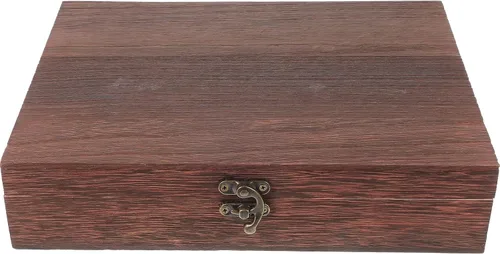 Housoutil Caja de almacenamiento de madera vintage, contenedor grande de recuerdo con tapa con bisagras y cierre frontal, caja del tesoro de madera