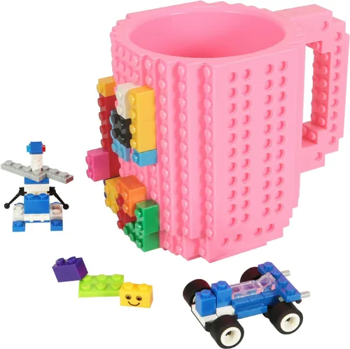 Miniatura 15 de Lumsburry Taza de café de ladrillo integrada, divertida taza de bricolaje con bloques de construcción creativa para niños, hombres y mujeres, Verde