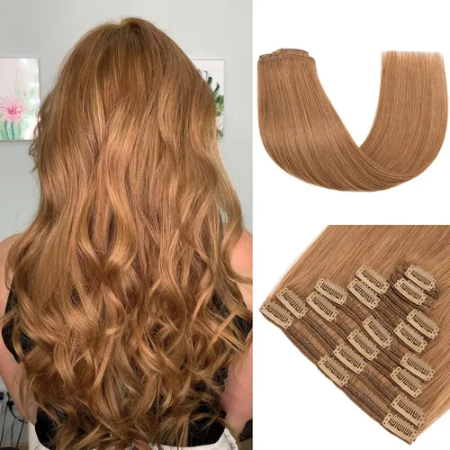 Miniatura 8 de 10 –22 pulgadas doble trama extensiones de cabello 100% humano clip en de trama Grado 7 a calidad Grueso Largo Suave Sedoso recta 8pcs 18 Clips
