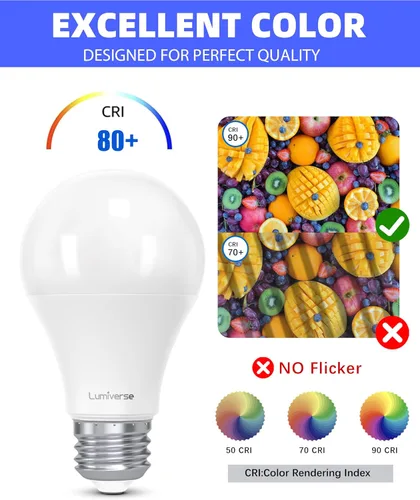 Miniatura 6 de Paquete de 24 bombillas LED A19, 9 vatios [equivalente a 60 W], luz blanca diurna de 5000 K, bombilla base E26, no regulable, bombillas de 800 lm