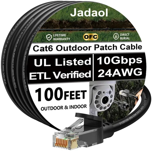 Miniatura 26 de Cable Ethernet Cat 6 de 1 pie (paquete de 6), para exteriores e interiores, compatible con red Cat7 de 10 Gbps, cable de conexión LAN plano