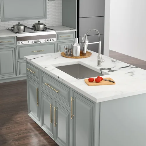 Miniatura 8 de Kichae Fregadero de Cocina Empotrado de 30 Pulgadas de Acero Inoxidable de Calibre 16 Fregadero de Cocina Hecho a Mano de Un Solo Tazón con Esquina