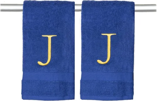 Miniatura 119 de Toalla de mano con inicial beige para baño, toalla bordada decorativa de calidad de hotel de lujo con monograma para tocador, spa, certificado