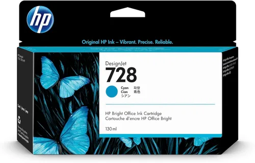 HP 728 Cyan 4.4 fl oz Cartucho de tinta original (F9J67A) para impresoras de trazador de gran formato DesignJet T830 MFP y T730