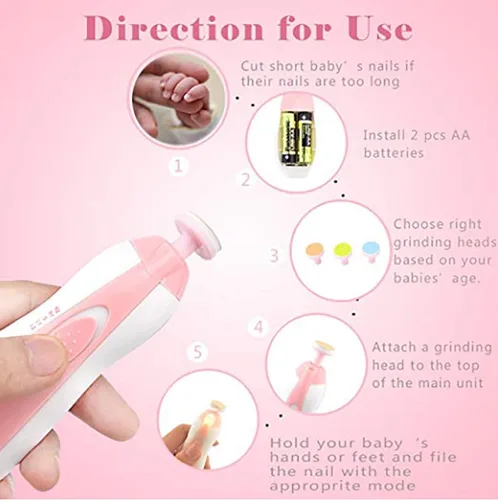Miniatura 8 de Recortador de uñas para bebé, lima de uñas segura para bebés, cortaúñas eléctrico para recién nacidos, niños pequeños, rosa, rosa