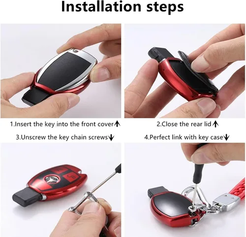 Miniatura 7 de Creativity Funda para llave de Mercedes Benz. Hermosa funda de TPU compatible con CLS CLK AMG ML C CL E S SL SLK G GLC GLE GLS M R Smart Remote Key