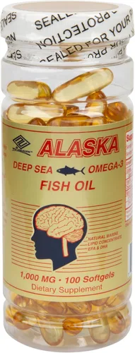 Aceite de pescado Omega-3 de Alaska 1000 mg cápsulas blandas – capturado en la naturaleza, purificado y de origen sostenible – rico en EPA y DHA –