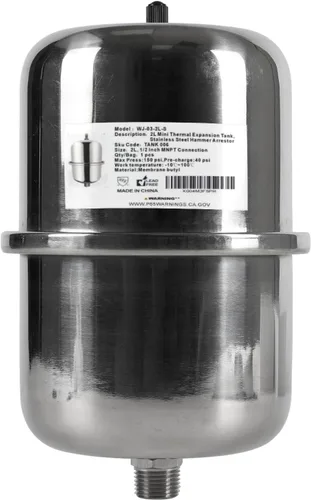 Miniatura 8 de EFIELD Mini tanque de expansión de acero inoxidable (0,5 L), pararrayos de martillo con rosca de 1/2 pulgada para calentador de agua sin tanque