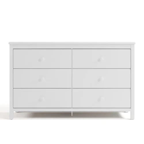 Miniatura 10 de Storkcraft - Cómoda de 6 cajones Alpine (Blanco) – Certificado GREENGUARD Gold, Cómoda blanca para dormitorio, Cajones de almacenamiento para niños