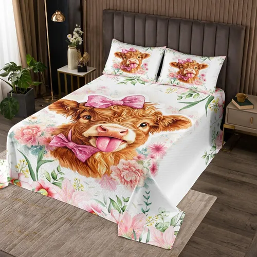 Miniatura 7 de Castle Fairy Daisy Florals Bedspread Twin Size,Cartoon Wildflowers Coverlet Set for Kids Girls Teens Adults Bedroom Decor,Retro Country