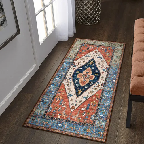 Lahome Alfombras de pasillo bohemias para pasillo, alfombras de baño de 2 x 4 pies, antideslizantes, alfombra de cocina pequeña, alfombra de pelo
