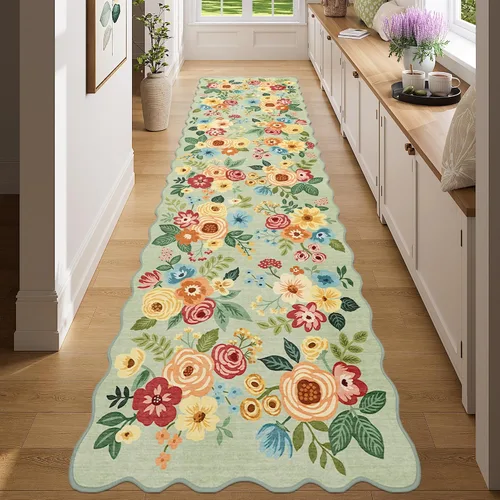 Miniatura 178 de DUKINO Alfombra de área de 6 x 9 pies, alfombra floral para sala de estar, ligera, antideslizante, lavable, alfombra de interior de pelo bajo
