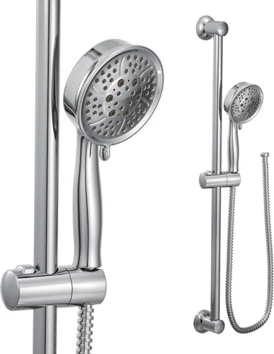 Moen Eco-Performance 3667EP - Cabezal de ducha de mano extraíble de cuatro funciones cromado con manguera de 69 pulgadas de largo y barra deslizante