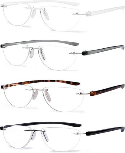 Eyekepper Paquete de 4 lentes de lectura sin montura para mujeres y hombres, lectores de media luna +0.50