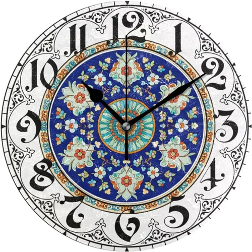 Miniatura 11 de ALAZA - Reloj de pared redondo con mapa étnico de África, silencioso, sin tictac, pintura al óleo para el hogar, oficina, escuela, arte decorativo