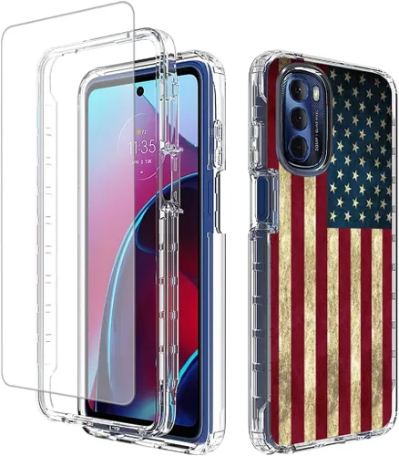 Funda para Moto G Stylus 2022 4G, XT2211 con protector de pantalla de vidrio templado, funda protectora de cuerpo completo con bonito patrón de