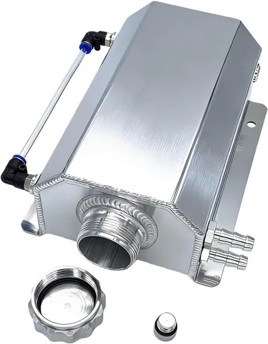 Miniatura 7 de 2L Tanque de recuperación de agua para refrigerante de radiador universal de aluminio, tanque de expansión de desbordamiento (negro)