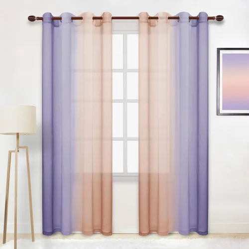 Miniatura 96 de DWCN Cortinas Transparentes de Lino Sintético Negro Degradado Ombré - Cortinas Semi Transparentes de Gasa con Ojales en la Parte Superior