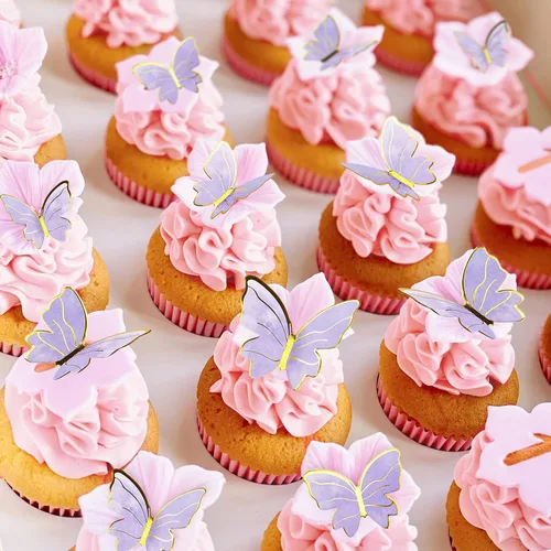 Miniatura 6 de 21 Piezas de Adornos de Mariposa para Pastel con Adornos de Pastel de Feliz Cumpleaños, Mariposas 3D en Rosa y Oro para Pastel, Adornos de Pastel