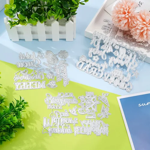Miniatura 3 de Whaline 18 piezas de metal troquelado para el día de la madre, saludos de graduación, palabras, troqueles de corte, celebración, plantillas