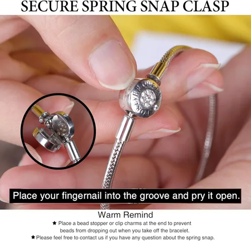 Miniatura 5 de FOREVER QUEEN Pulsera con dije de plata de ley 925 pulsera de cadena de serpiente básica para mujeres y niñas pulsera de firma con cierre redondo